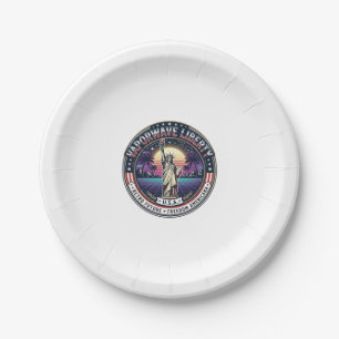 Vaporwave Liberty Patriotic Patriotic Vaporwave Re Paper Plate