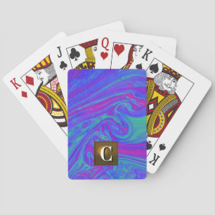 Vaporwave Liquid Pour Art   Monogram Letter C Playing Cards