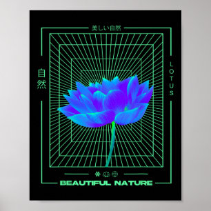 Vaporwave Lotus Flower Namaste Zen Meditation Yoga Poster