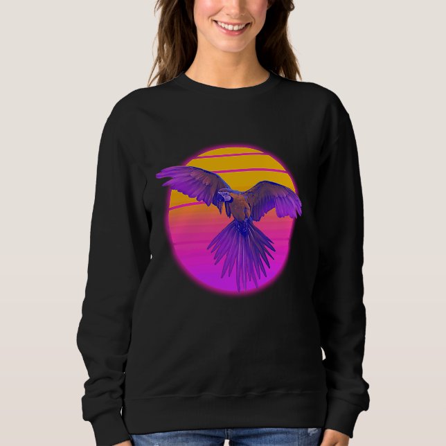 Vaporwave Macaw Parrot Tropical Bird  Birdwatching Sweatshirt (Front)