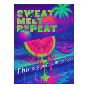 Vaporwave Neon 80s Tropical Heat Poster