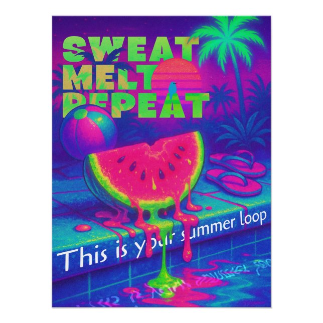 Vaporwave Neon 80s Tropical Heat Poster (Front)