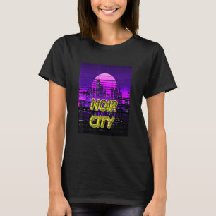 Vaporwave Noir City 80s Future City Gamer Science T-Shirt