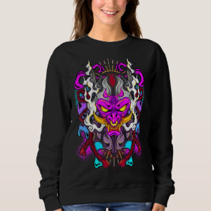 Vaporwave Oni Japanese Demon Face Mask Devil Oni H Sweatshirt