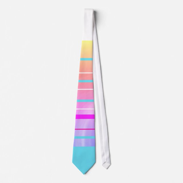 Vaporwave Pastels on White Digital Stripe Tie (Front)