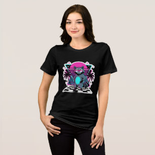 Vaporwave Racoon Retro 80s Aesthetic  Tri-Blend Shirt