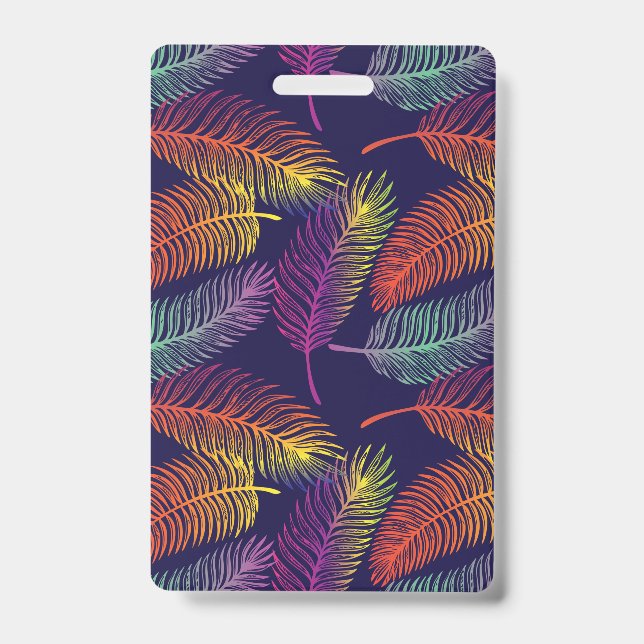 Vaporwave Rainbow Colours Leaf Vibes Hawaii ID Badge (Front)