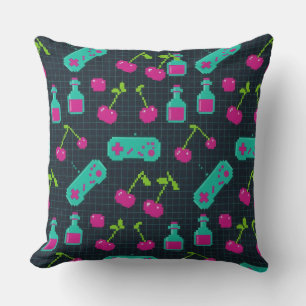 Vaporwave Retro Pixel Gaming Controller  Cushion