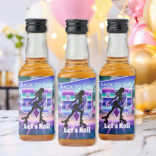 Vaporwave Roller Skate Birthday Party Liquor Bottle Label