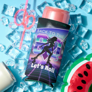 Vaporwave Roller Skate Birthday Party Seltzer Can Cooler