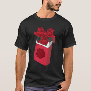 Vaporwave Roses In Cigarette Box Red Roses Illustr T-Shirt