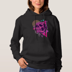 Vaporwave Skull & Crow  Halloween Retro Aesthetic  Hoodie