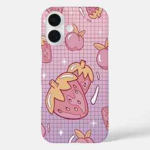 Vaporwave Strawberry Cherry iPhone 16 Case