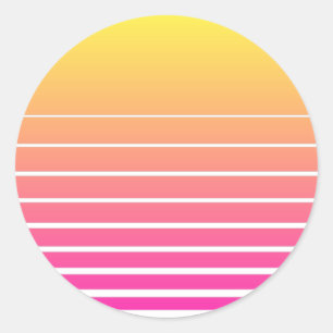 Vaporwave Sun Classic Round Sticker