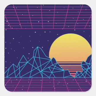 Vaporwave Sunset Square Sticker