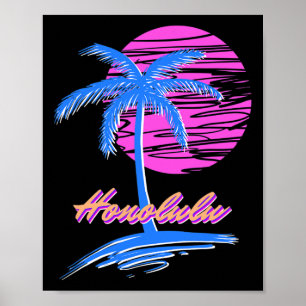 Vaporwave Synth Outrun Sunset 80s Beach Retro Hono Poster