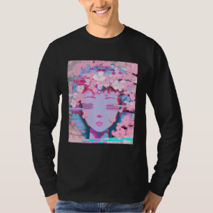 Vaporwave Synthwave Retrowave Glitch Cherry Blosso T-Shirt