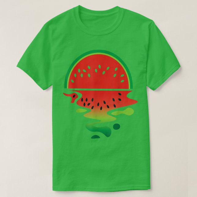 Vaporwave Watermelon Fruit Hello Summer Vegetarian T-Shirt (Design Front)