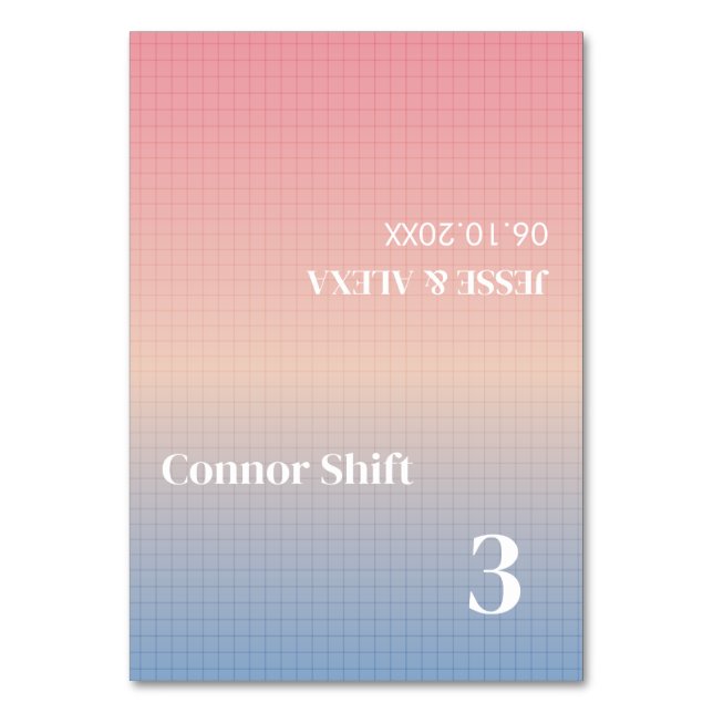 Vaporwave wedding fold place card (Front)