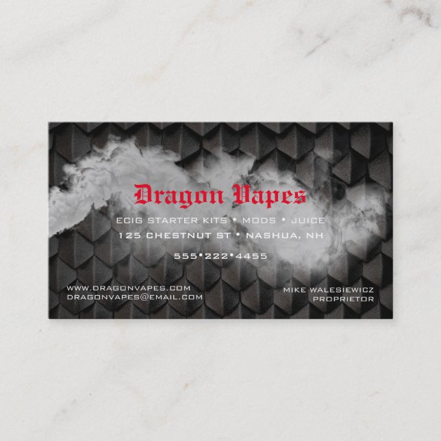 Vapour Vape Plume of Smoke Black & White Business  Card (Front)