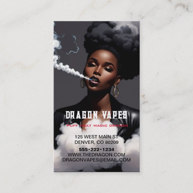 Vapour Vape Plume of Smoke Black & White Business Card (Front)