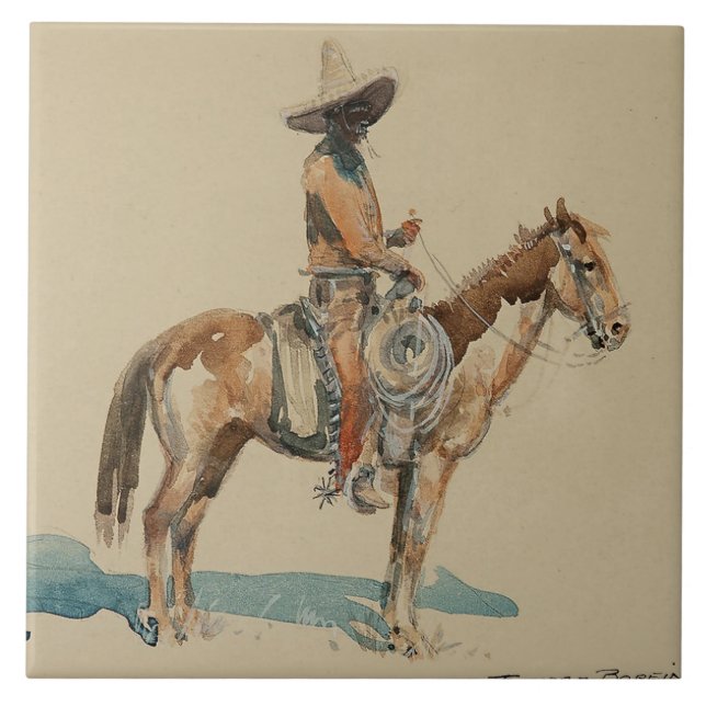“Vaquero” Western Art by Edward Borein Tile (Front)