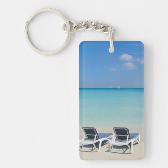 Varadero, Cuba. Sand And Beach Chairs Key Ring (Front)