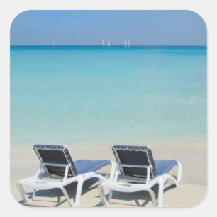 Varadero, Cuba. Sand And Beach Chairs Square Sticker