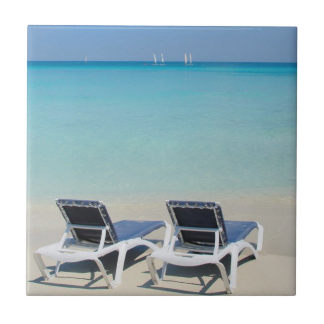 Varadero, Cuba. Sand And Beach Chairs Tile (Front)
