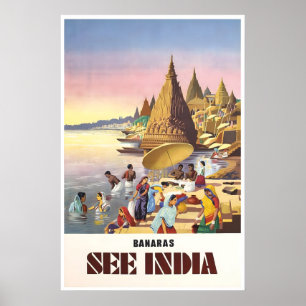 Varanasi Print India Travel Poster Indian Art