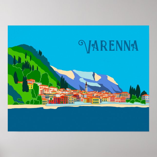 Varenna Lake Como Italy Europe Travel Illustration Poster (Front)