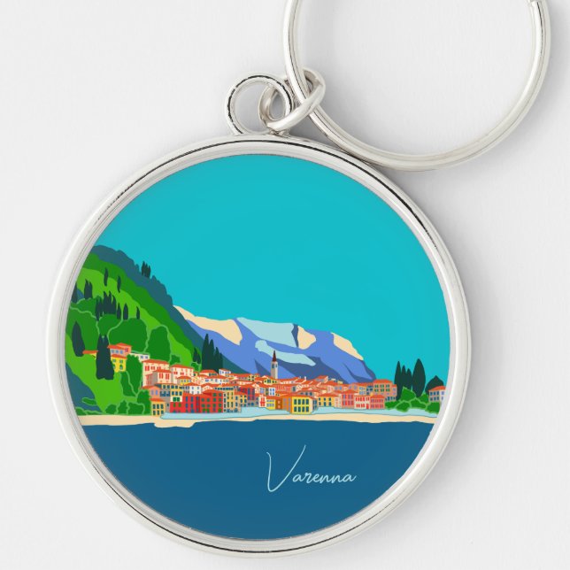 Varenna Lake Como Italy Illustration Travel Key Ring (Front)