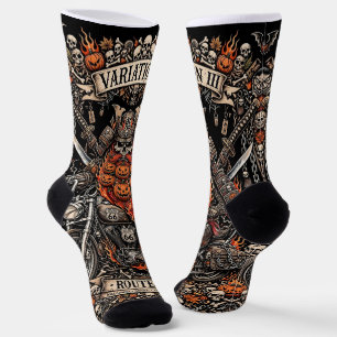 Variation III Route 66,Samurai Pumpkin Beard Biker Socks