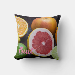 Variation of citrus orange, lime, mandarin, cushion