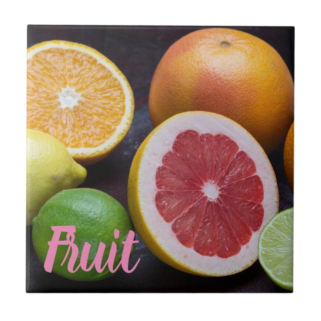 Variation of citrus orange, lime, mandarin, tile (Front)