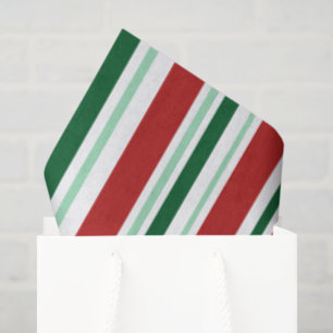 Varied Red, Green, White Christmas Stripes Tissue Paper