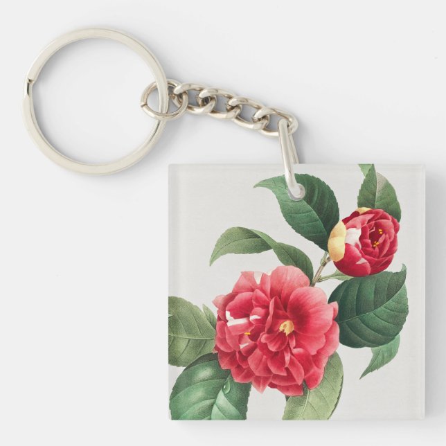 Variegated Camellia, Pierre-Joseph Redouté, 1833 Key Ring (Front)