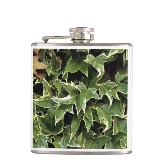 Variegated Ivy Realistic Artistic Style Hip Flask (Front)