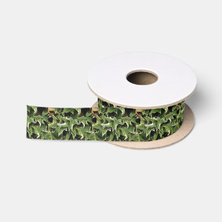 Variegated Ivy Realistic Artistic Style Satin Ribbon