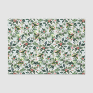 Variegated Leaves and Winterberries Christmas Tissue Paper