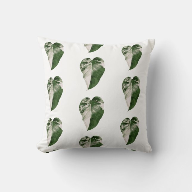 Variegated Monstera Heart Leaf Botanical Cushion (Front)