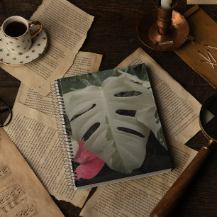 Variegated Monstera Leaf Botanical Notebook