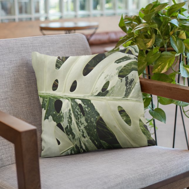 Variegated Monstera Plant Botanical Cushion (In Situ Patio)