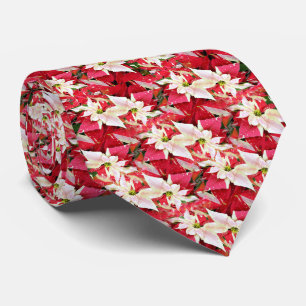 Variegated Poinsettia Holiday Neck Tie