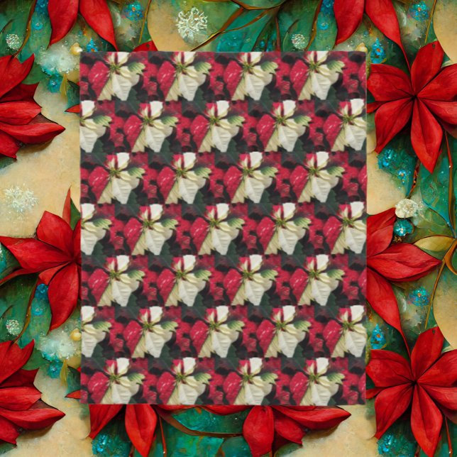 Variegated Poinsettia Pattern Holiday Fleece Blanket (In Situ Holiday)