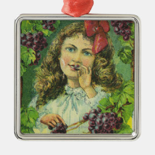 Variety Choice Lake Keuka Grapes Label Metal Tree Decoration
