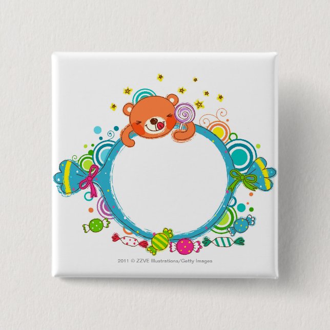 Variety of candies 15 cm square badge (Front)