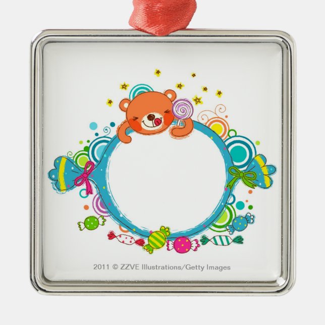 Variety of candies metal tree decoration (Front)