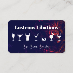 Variety of Cocktail Glasses   Bar Lounge Business Card