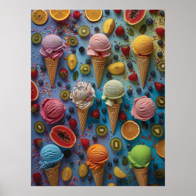 Variety of ice cream flavors poster (Front)